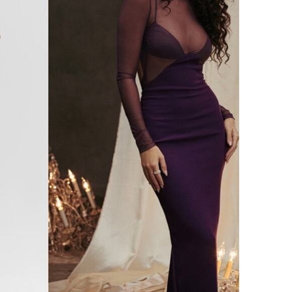 House Of Cb Safiya Black Grape Maxi Dress Size S Small NWOT